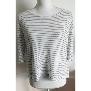 Vince • White Black Striped Linen Tee Shirt